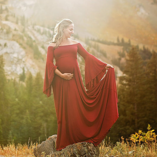 Women's Maternity Off-the-shoulder Floor-length Dress