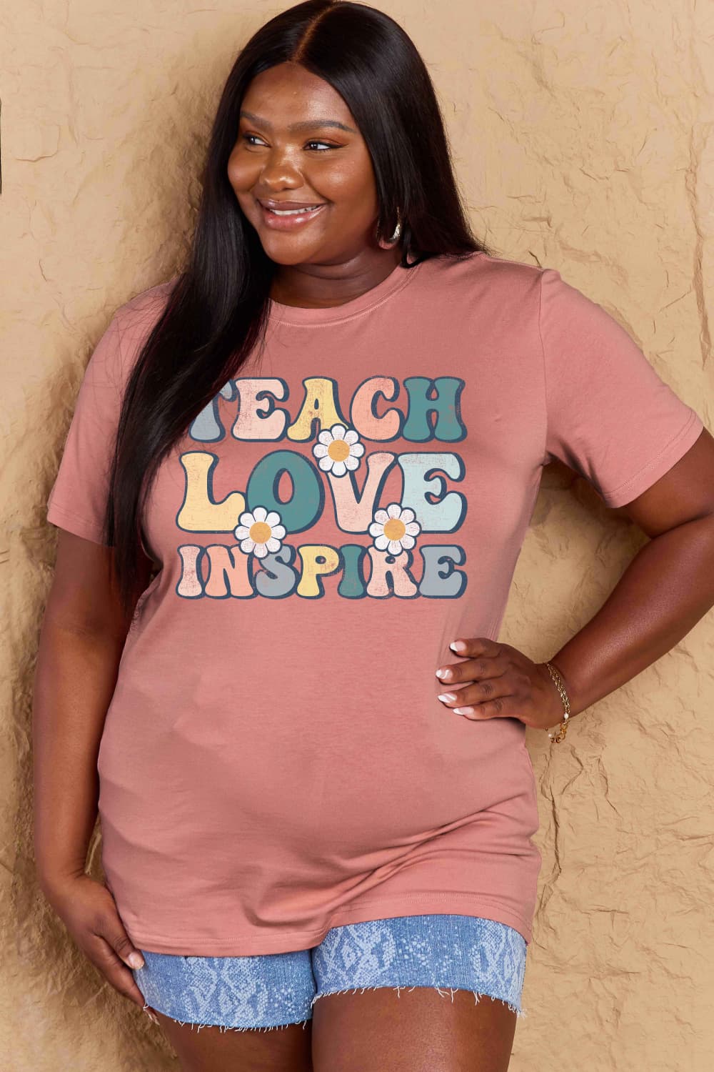 Simply Love Full Size TEACH LOVE INSPIRE Graphic Cotton T-Shirt