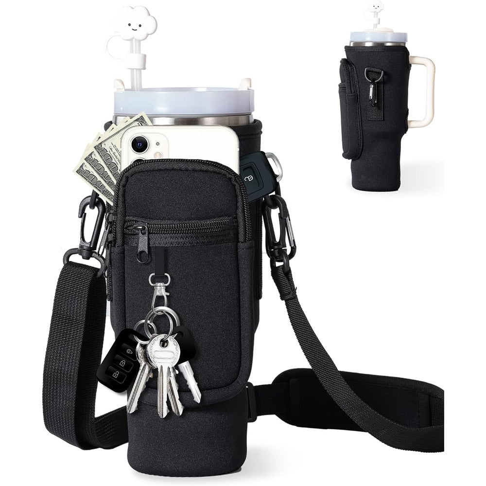Neoprene Water Bottle Pouch Adjustable Shoulder Strap 30oz Water Cup Protective Cover