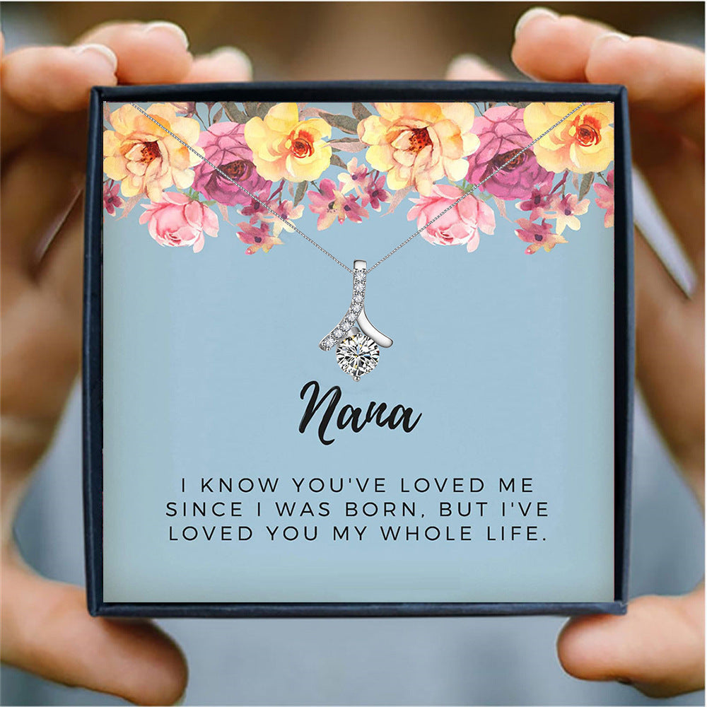 Four-Leaf Clover Lucky Necklace Mother's Day Gift Box Gift