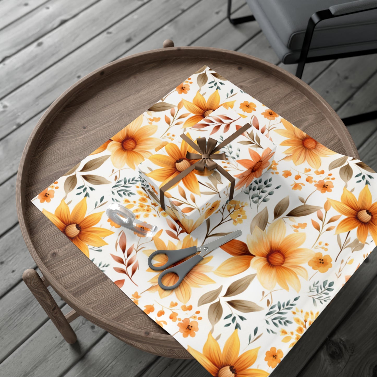 Fall Wrapping Paper Autumn Flowers Gift Wrap Papers