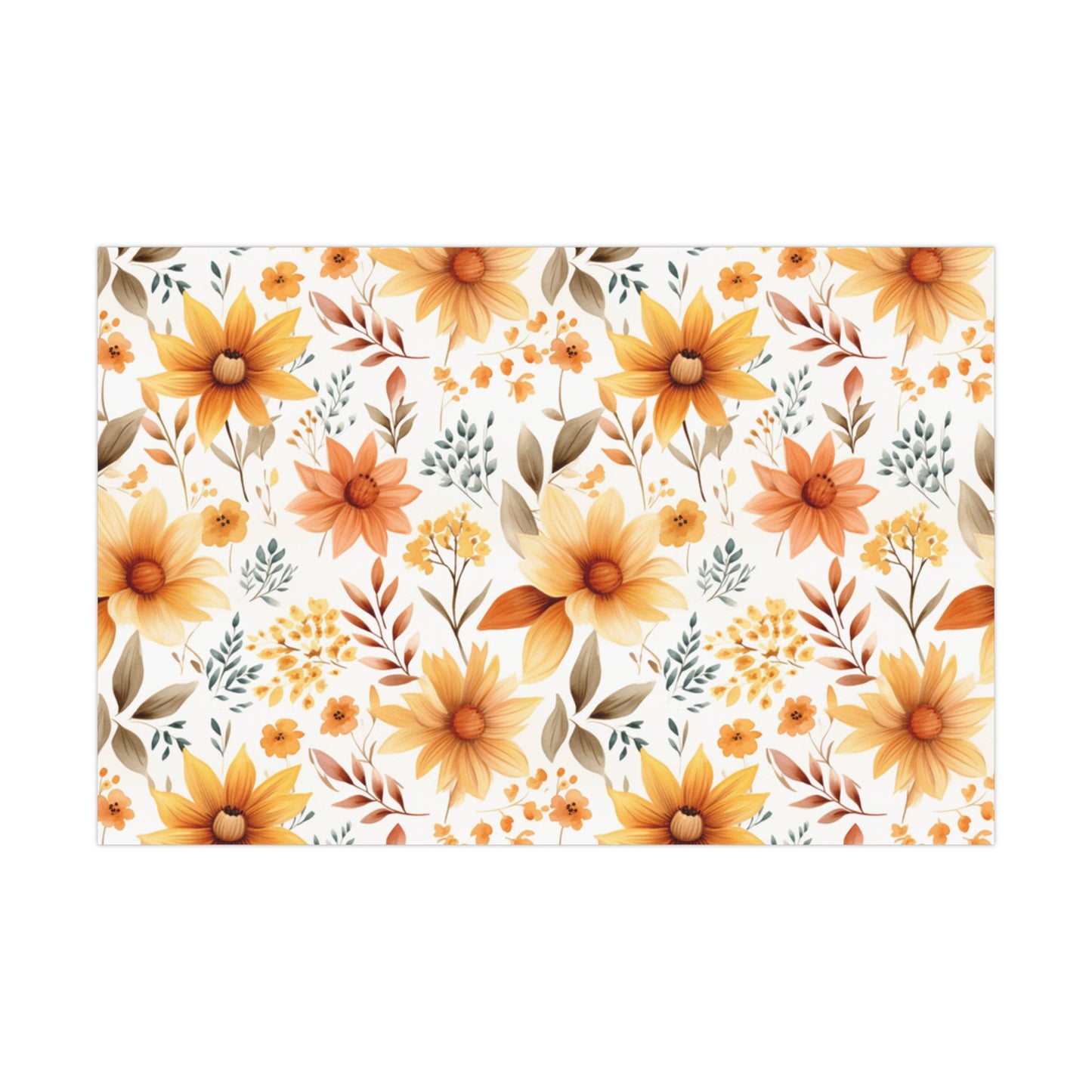 Fall Wrapping Paper Autumn Flowers Gift Wrap Papers