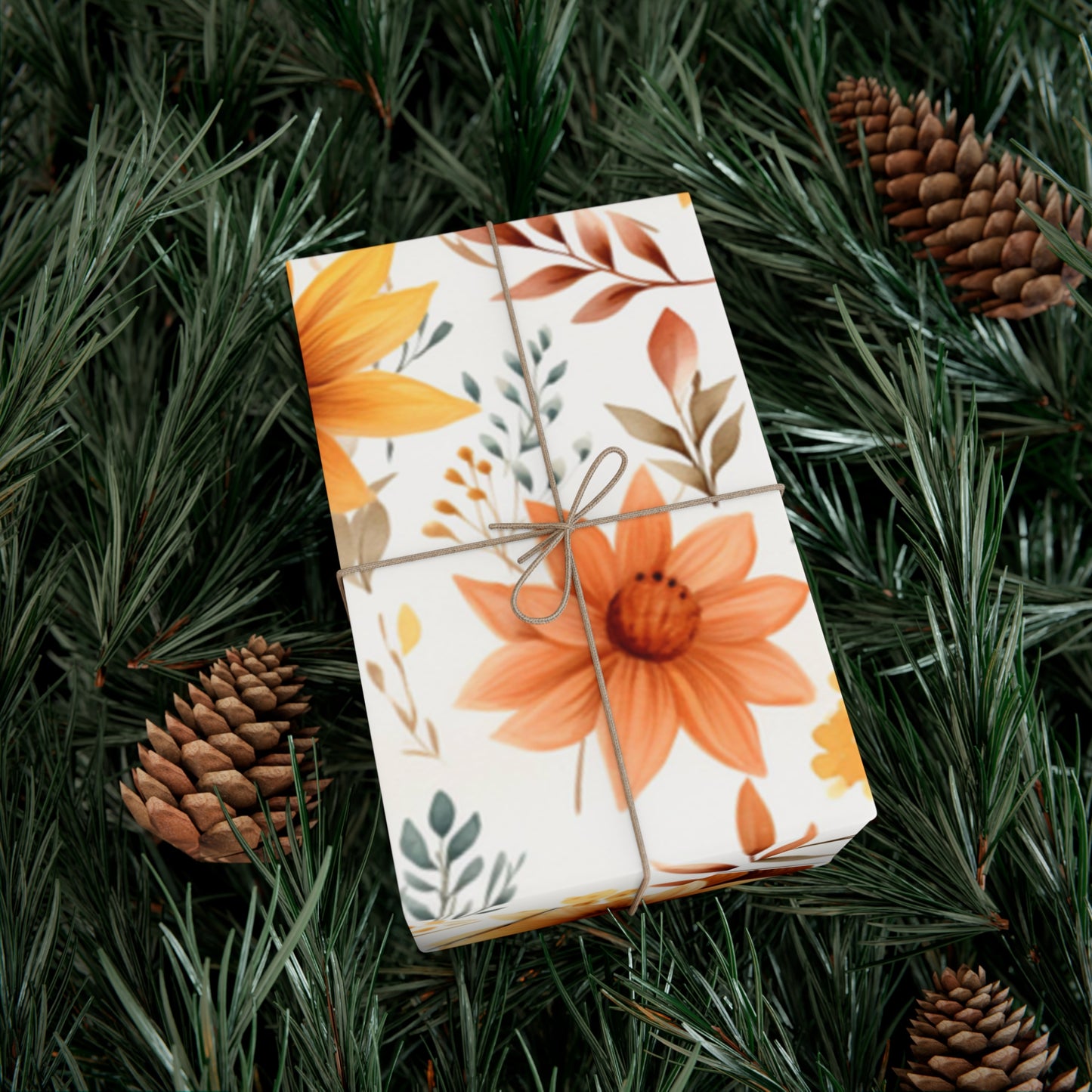 Fall Wrapping Paper Autumn Flowers Gift Wrap Papers