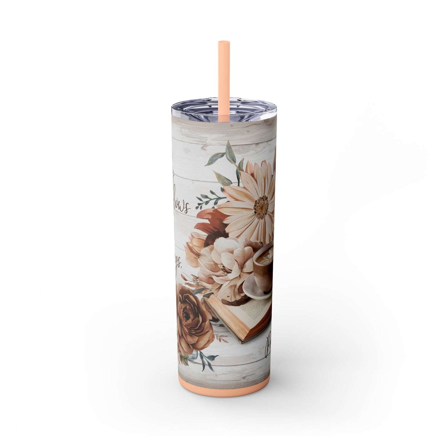 My Cup Overflows with Blessings Skinny Tumbler with Straw, 20oz