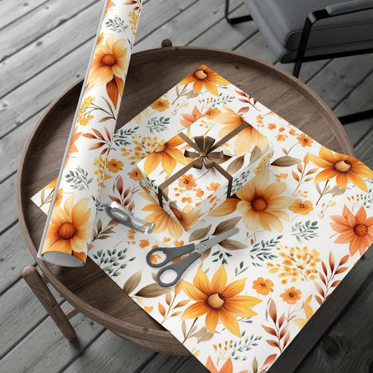 Fall Wrapping Paper Autumn Flowers Gift Wrap Papers