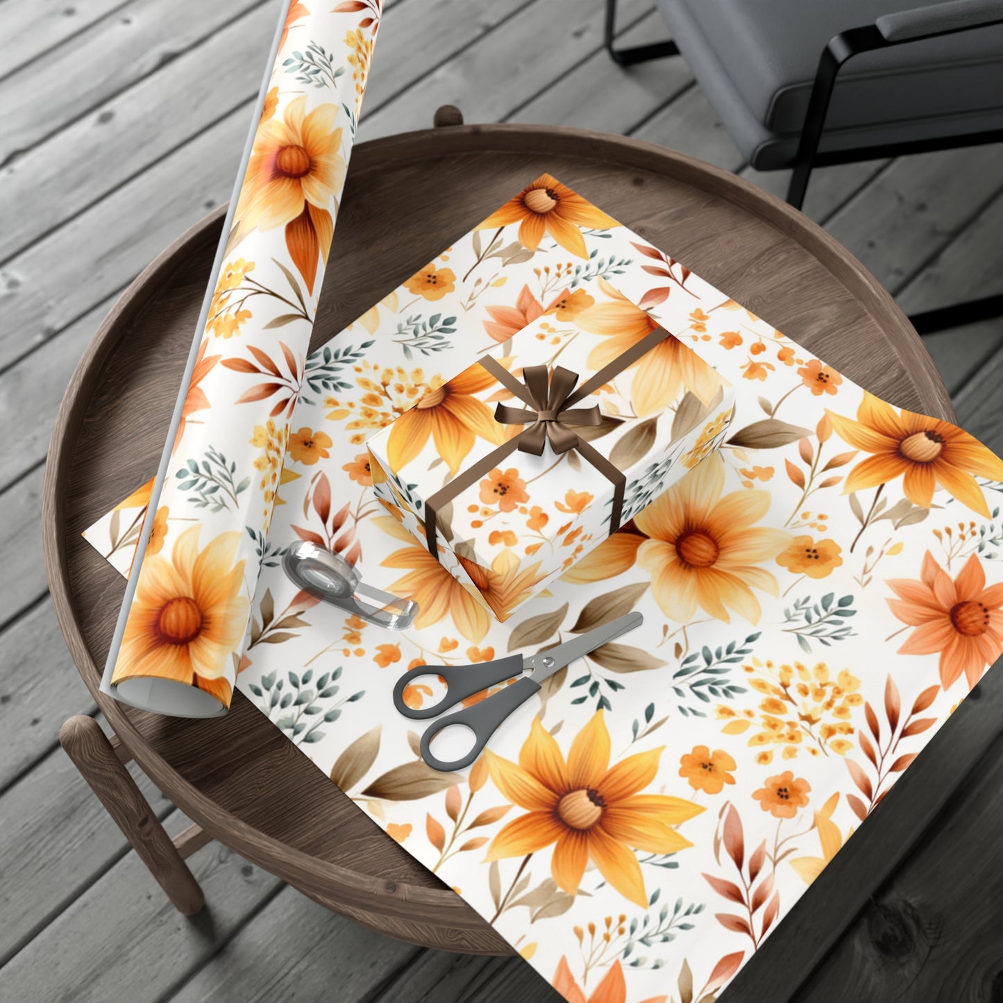 Fall Wrapping Paper Autumn Flowers Gift Wrap Papers