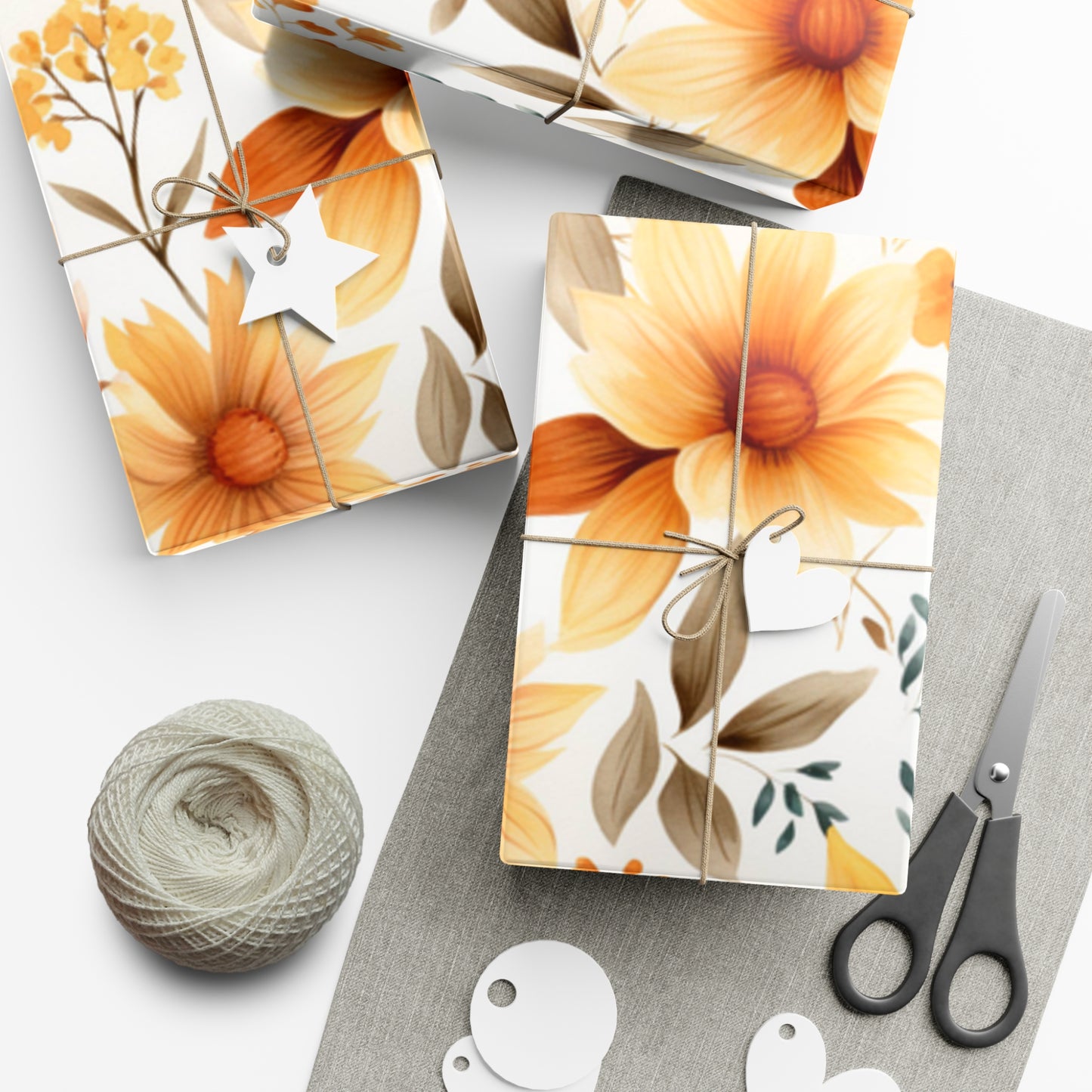 Fall Wrapping Paper Autumn Flowers Gift Wrap Papers