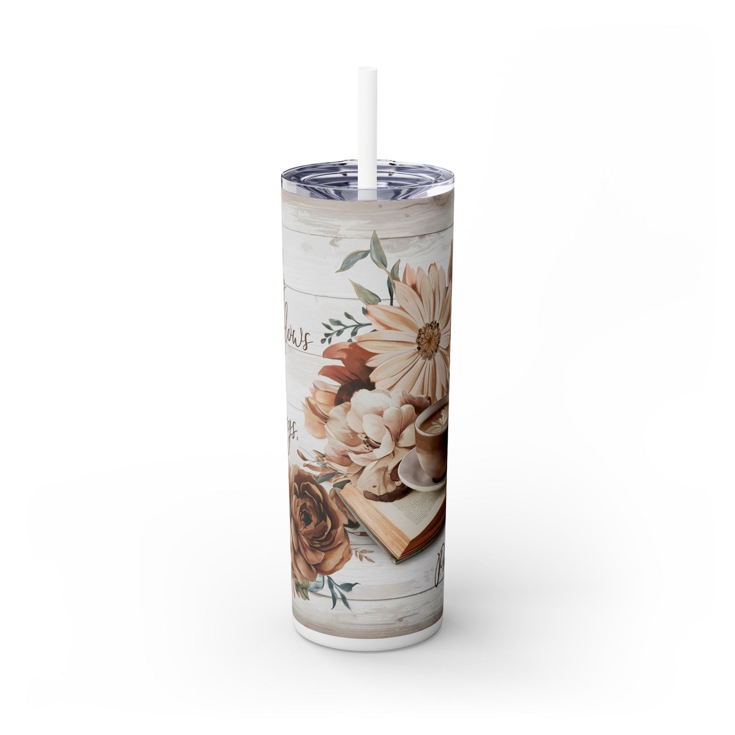 My Cup Overflows with Blessings Skinny Tumbler with Straw, 20oz