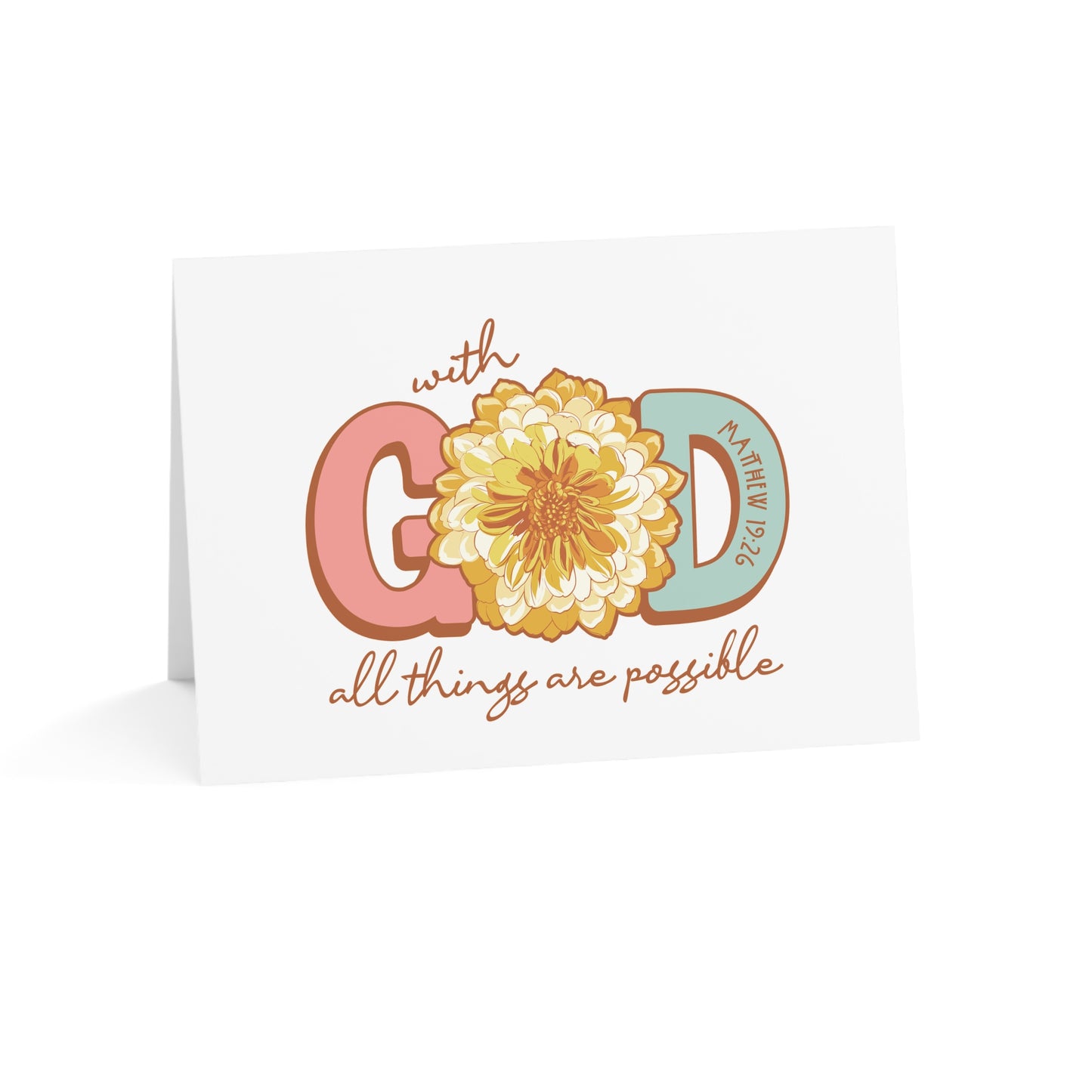 With God All Things Are Possible Matthew 19:26 Greeting Cards (1, 10, 30, and 50pcs)