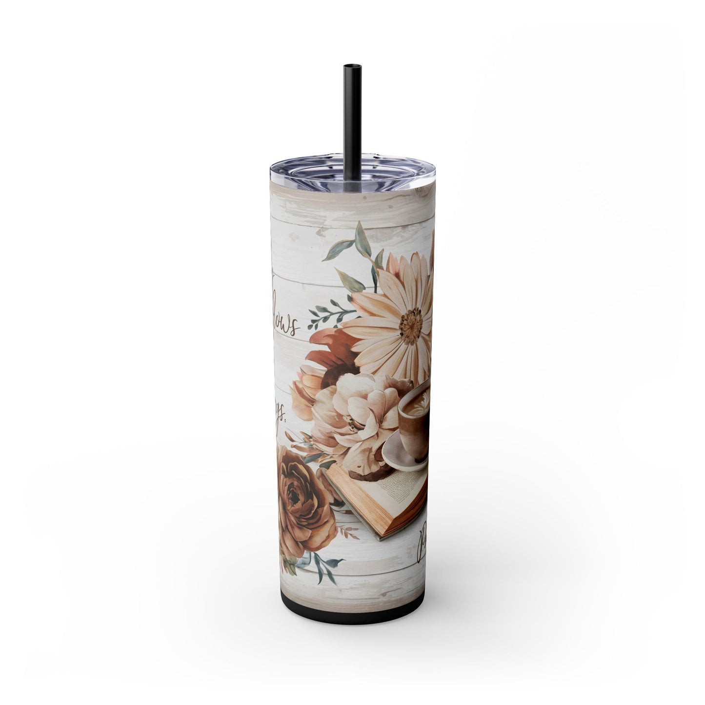 My Cup Overflows with Blessings Skinny Tumbler with Straw, 20oz