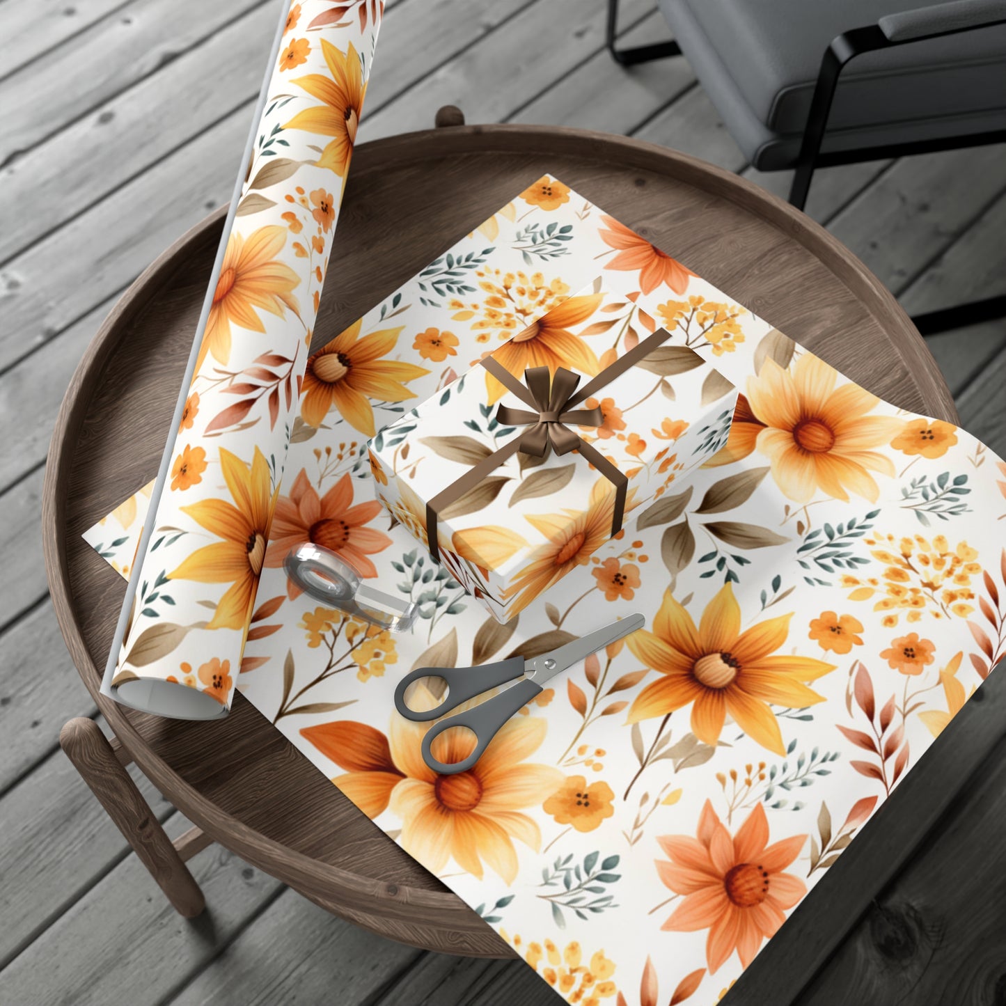 Fall Wrapping Paper Autumn Flowers Gift Wrap Papers