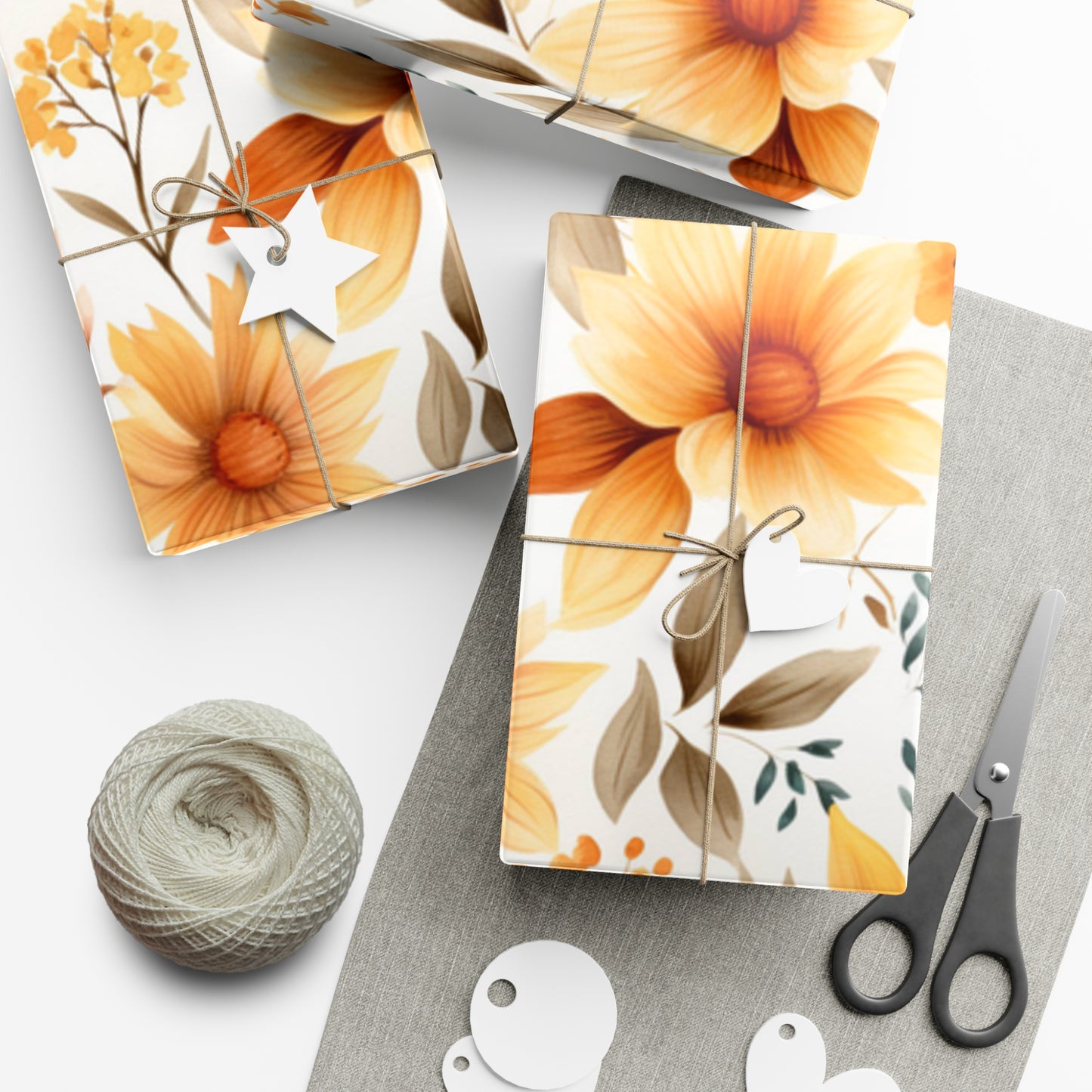 Fall Wrapping Paper Autumn Flowers Gift Wrap Papers