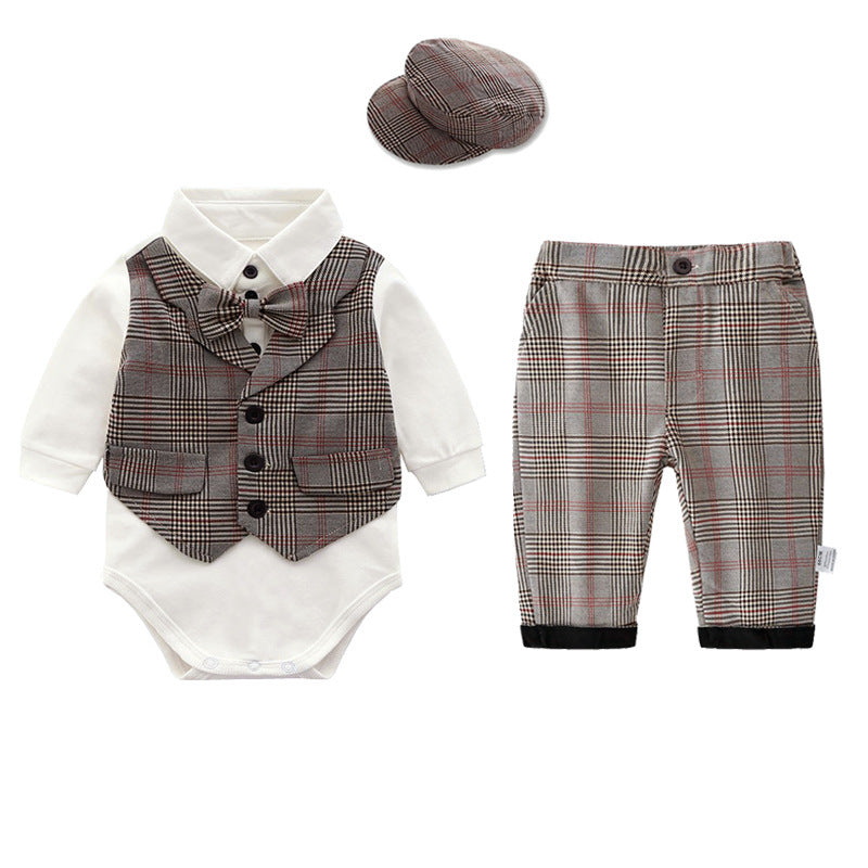 Boys Gentleman English Vest Pants Suit Dress