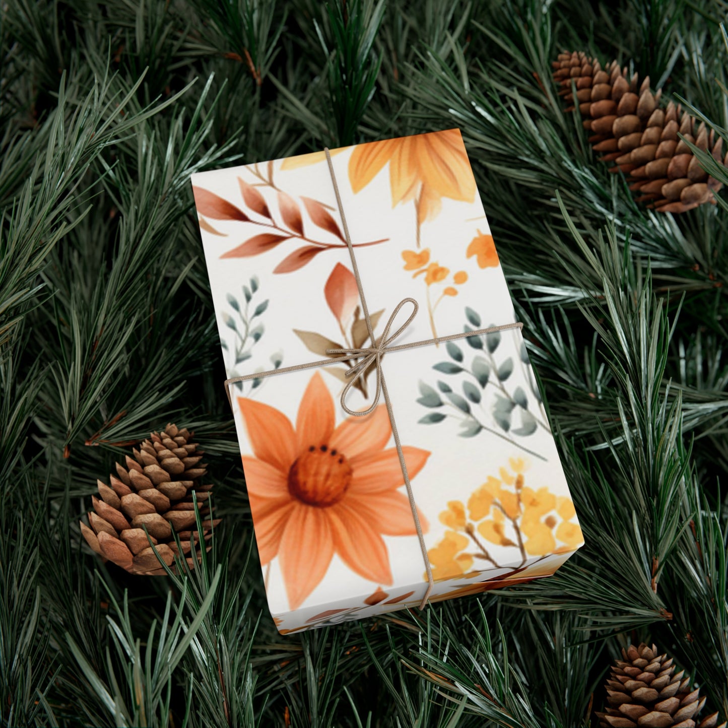 Fall Wrapping Paper Autumn Flowers Gift Wrap Papers