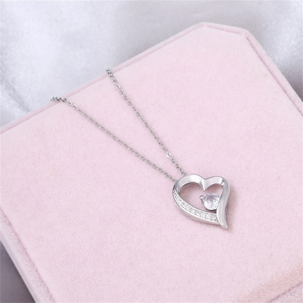 Zircon Heart-shaped Necklace For Women Mother's Day Gift Box Gift