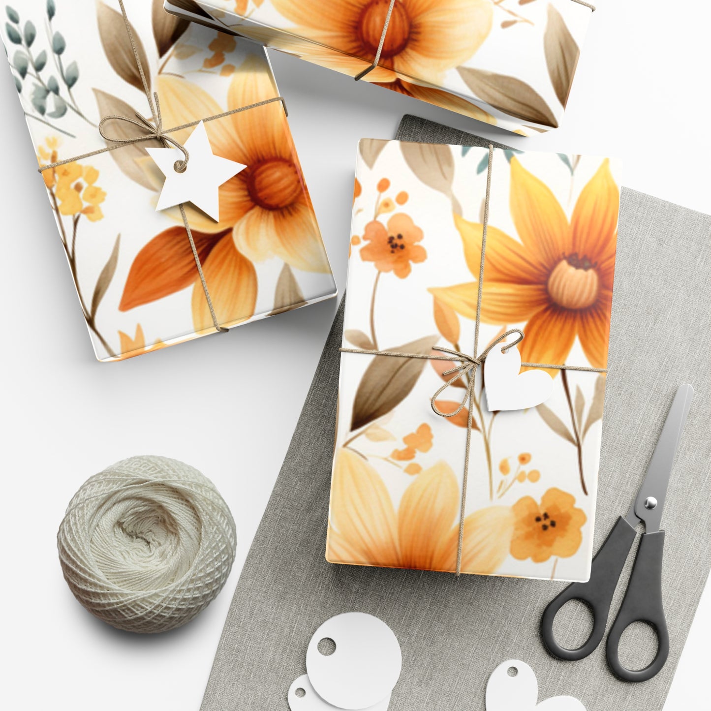 Fall Wrapping Paper Autumn Flowers Gift Wrap Papers