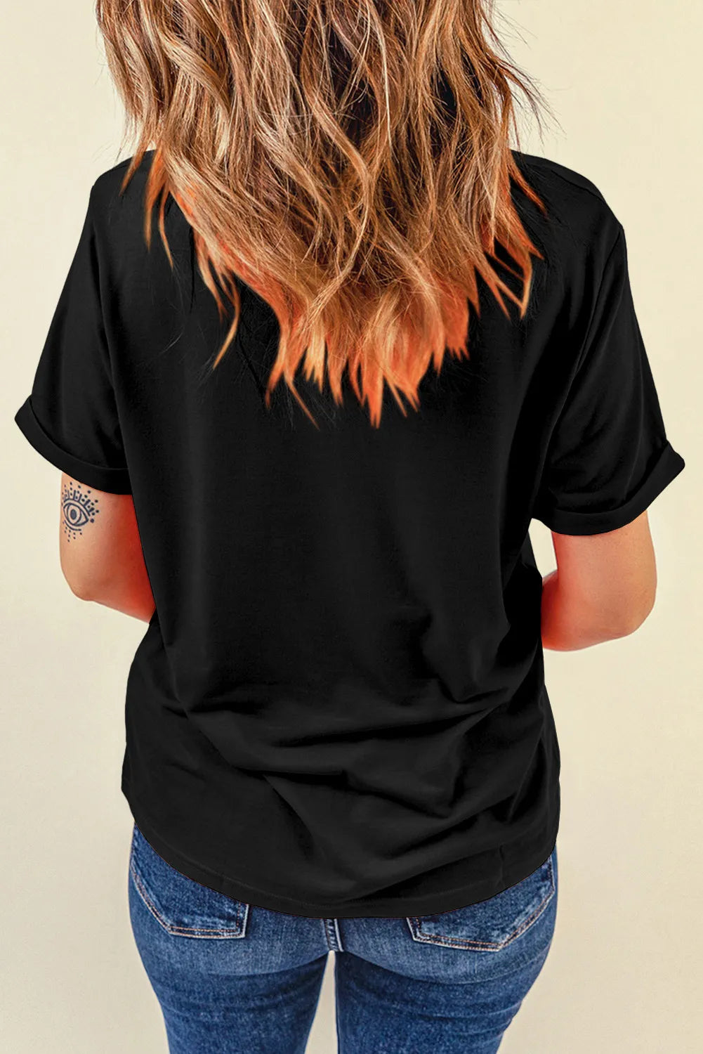 Football Bow Round Neck Short Sleeve T-Shirt