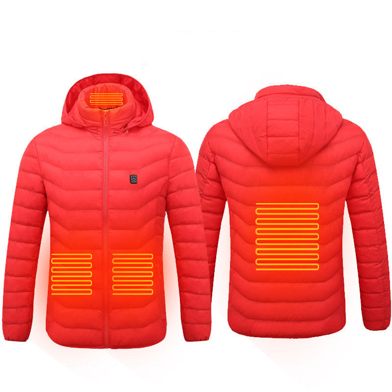 Heated Puffer Jacket Electric Heating Coat Insulated Hood Windbreaker