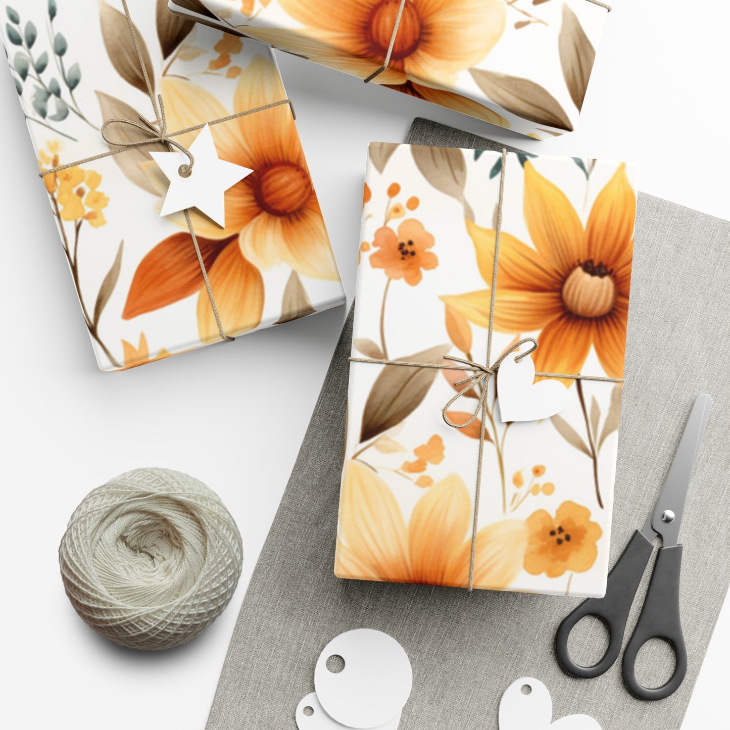 Fall Wrapping Paper Autumn Flowers Gift Wrap Papers