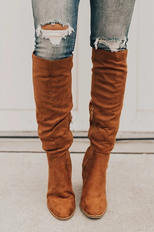 Side zip over the knee boots