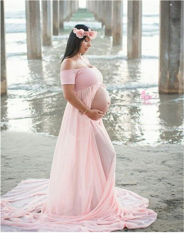 Elegant Maternity Gown Split Front Photography Dress