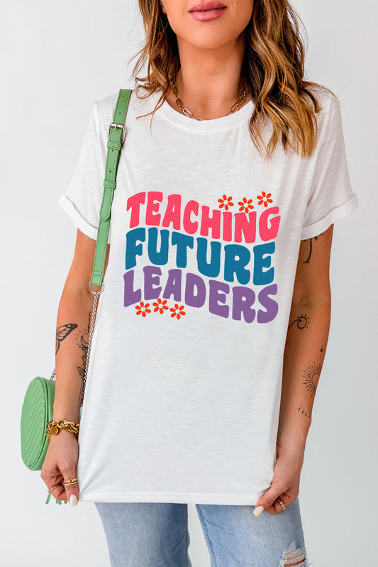 Teacher Graphic Round Neck Short Sleeve T-Shirt