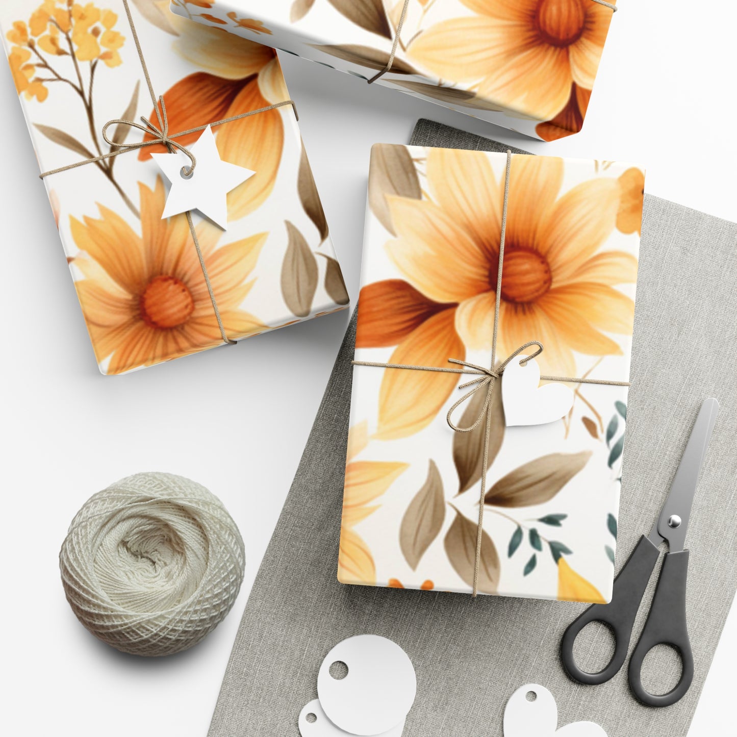 Fall Wrapping Paper Autumn Flowers Gift Wrap Papers