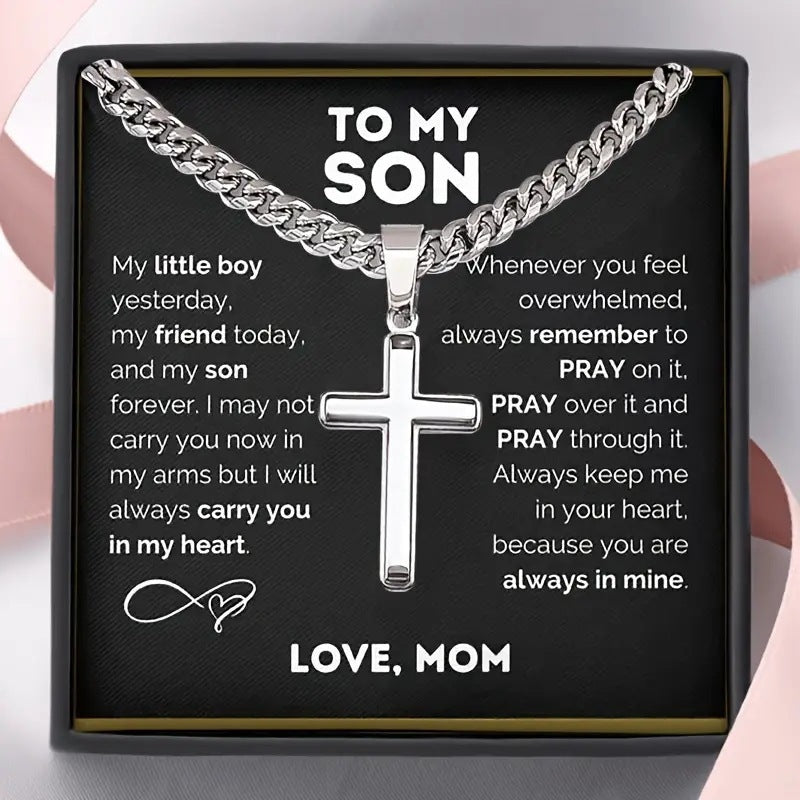 Personalized Fashion Simple Cross Pendant With Card And Gift Box Men's Necklace