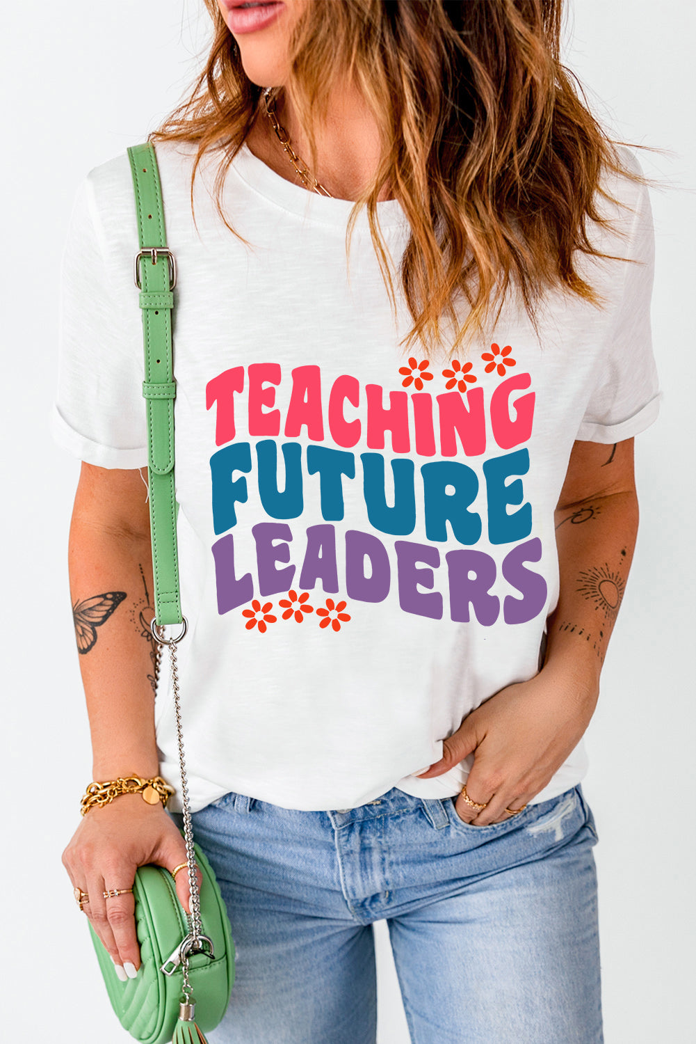 Teacher Graphic Round Neck Short Sleeve T-Shirt