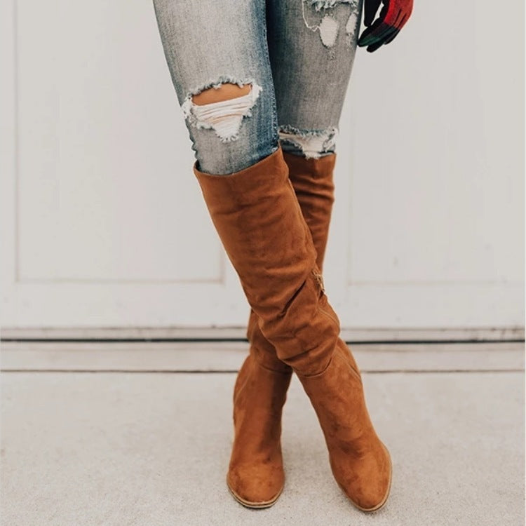 Side zip over the knee boots