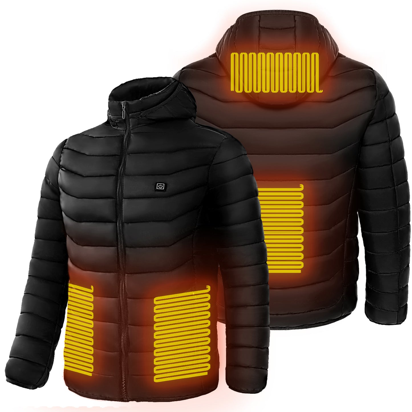 Heated Puffer Jacket Electric Heating Coat Insulated Hood Windbreaker