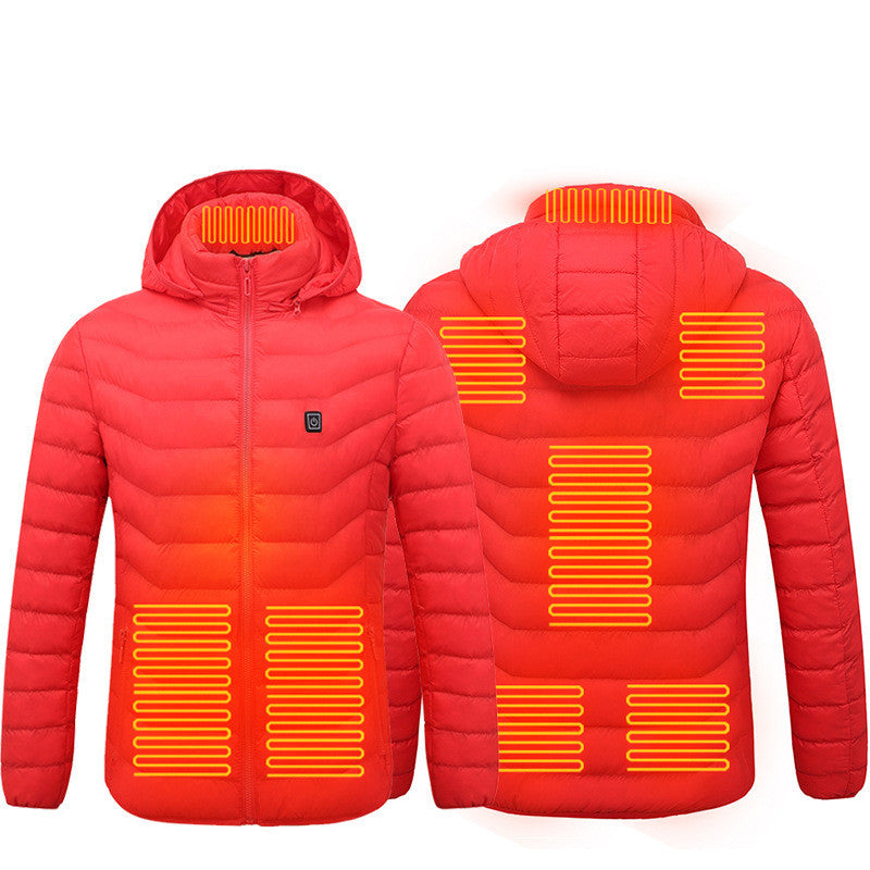 Heated Puffer Jacket Electric Heating Coat Insulated Hood Windbreaker