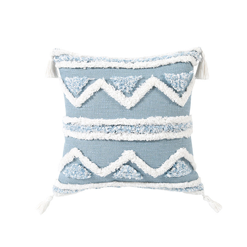 Blue Geometric Tufted Pillow Extensions