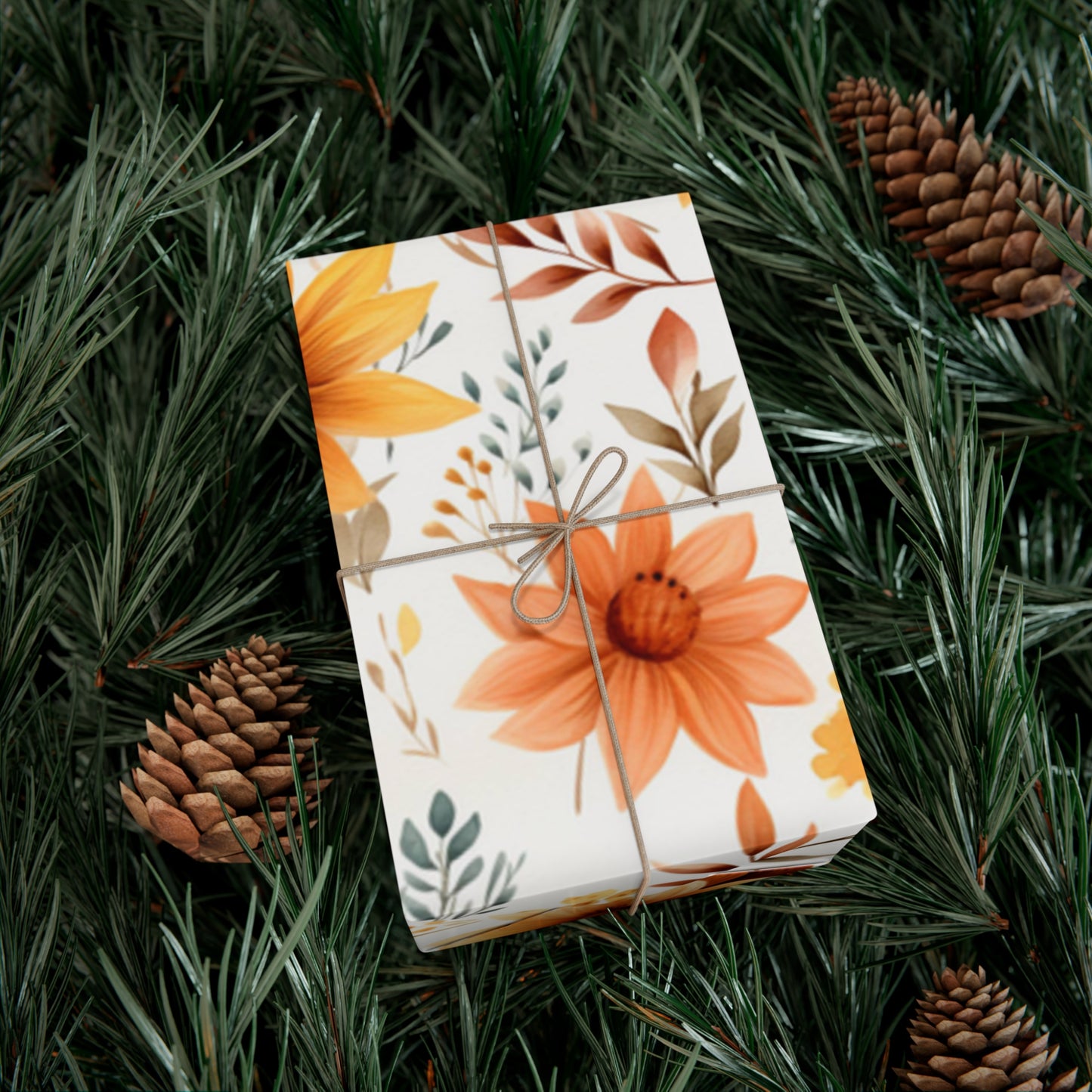 Fall Wrapping Paper Autumn Flowers Gift Wrap Papers