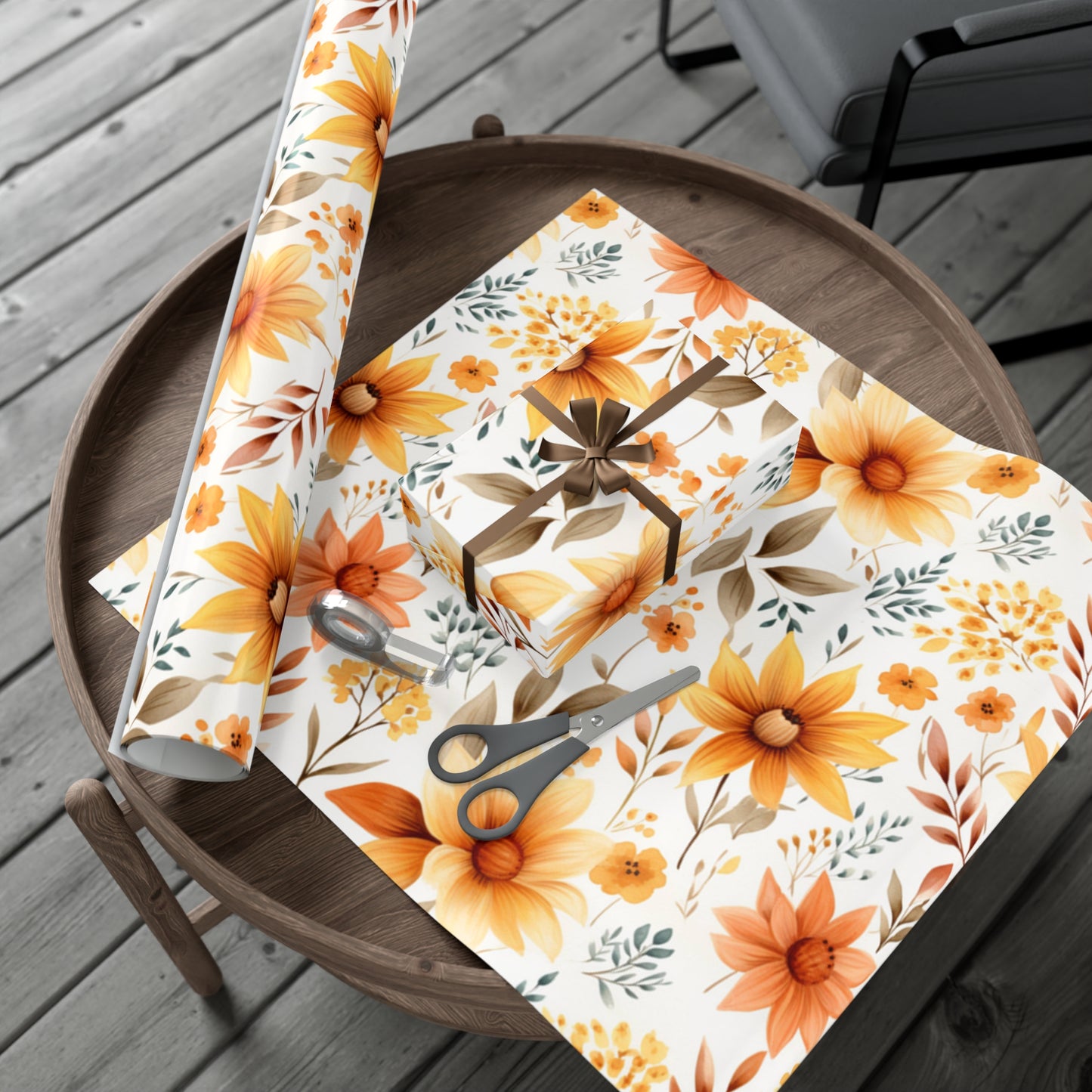 Fall Wrapping Paper Autumn Flowers Gift Wrap Papers