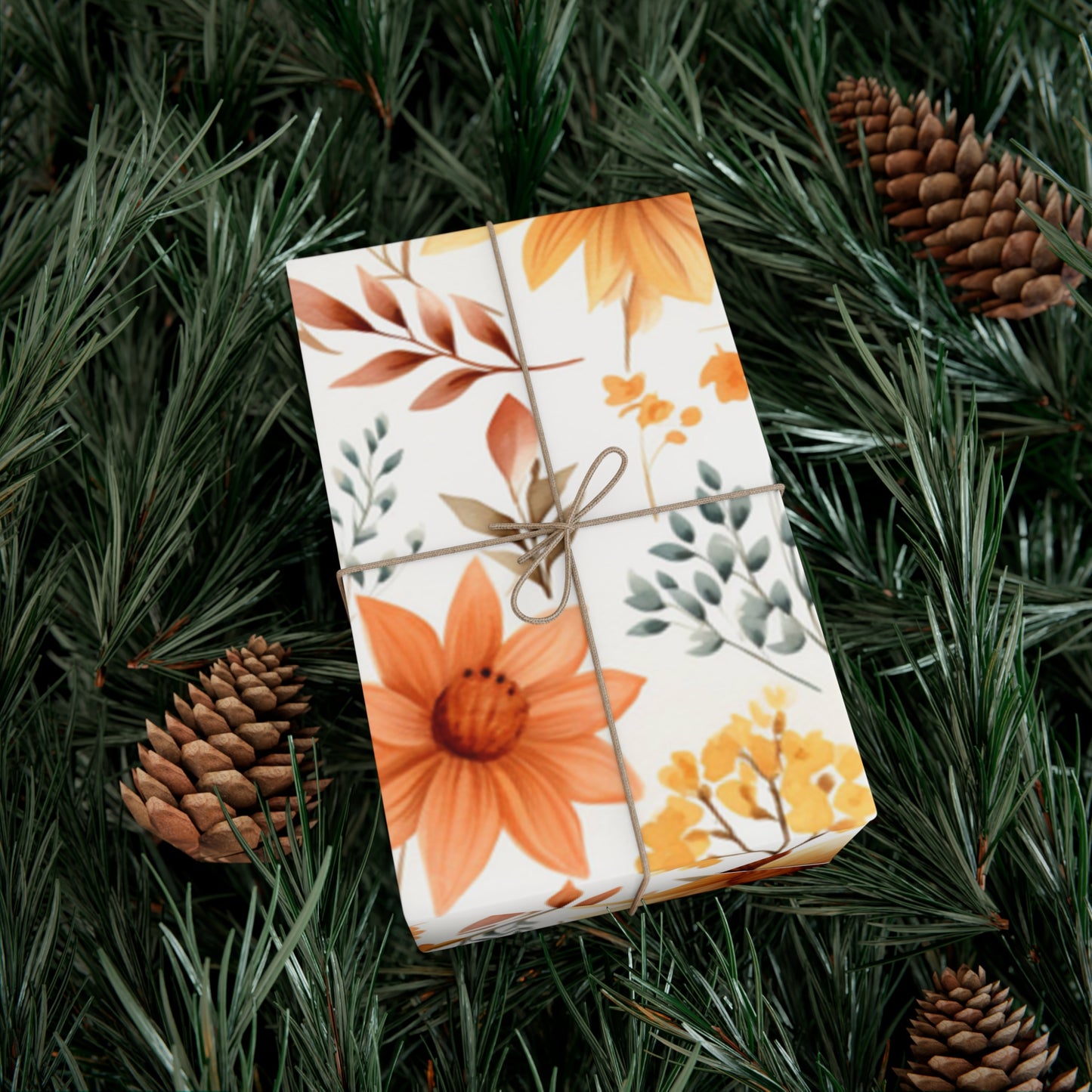 Fall Wrapping Paper Autumn Flowers Gift Wrap Papers