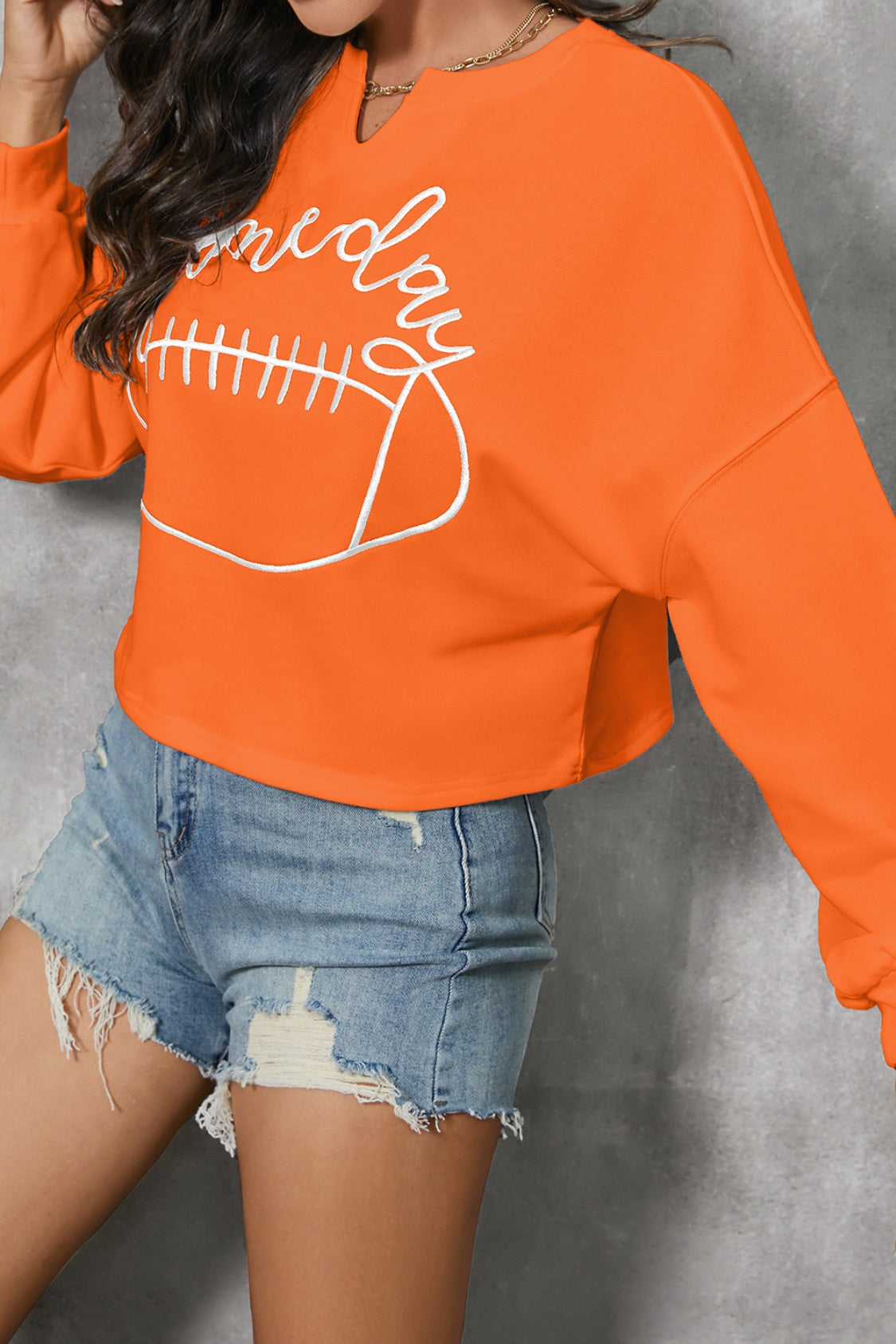 GAME DAY Football Graphic Notched Sweatshirt