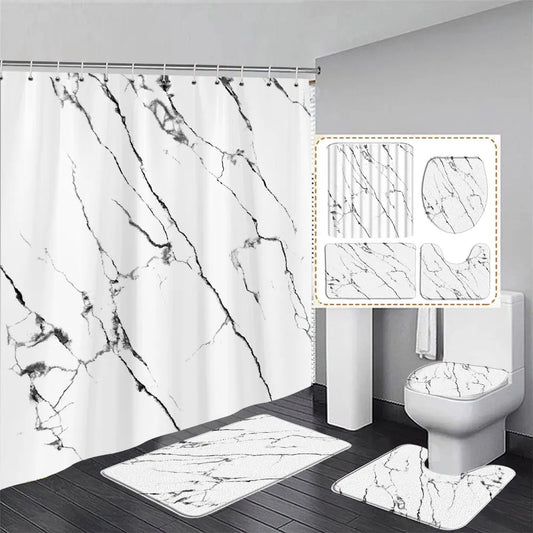 Marbling Shower Curtain Waterproof Mildew-proof Thickened Polyester Shower Curtain