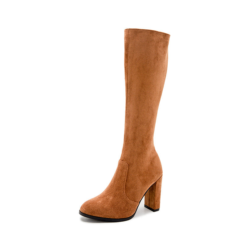 Fashionable Chunky Heeled Knee High Boots