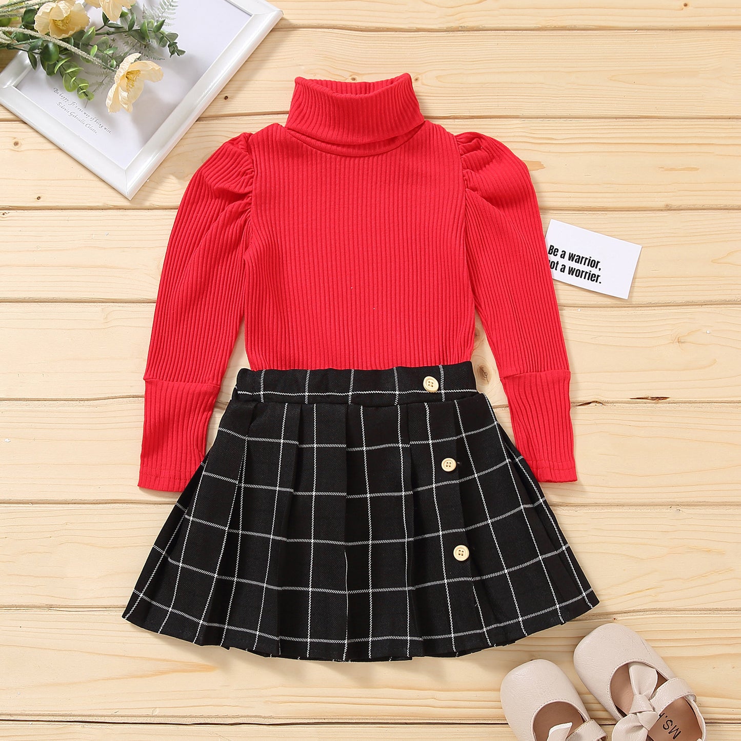 Kids Fall Skirts And Turtleneck Outfit