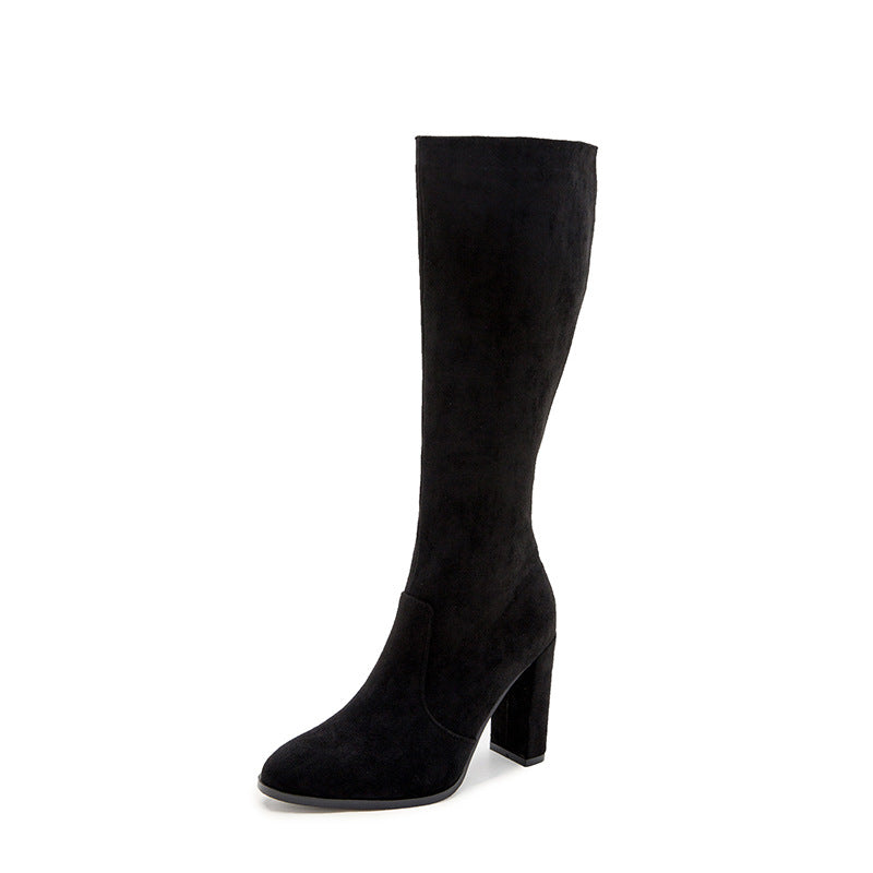 Fashionable Chunky Heeled Knee High Boots