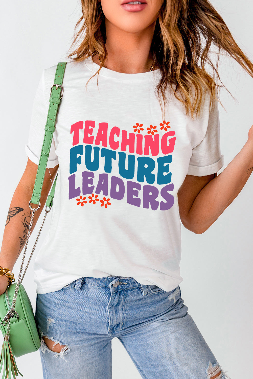 Teacher Graphic Round Neck Short Sleeve T-Shirt