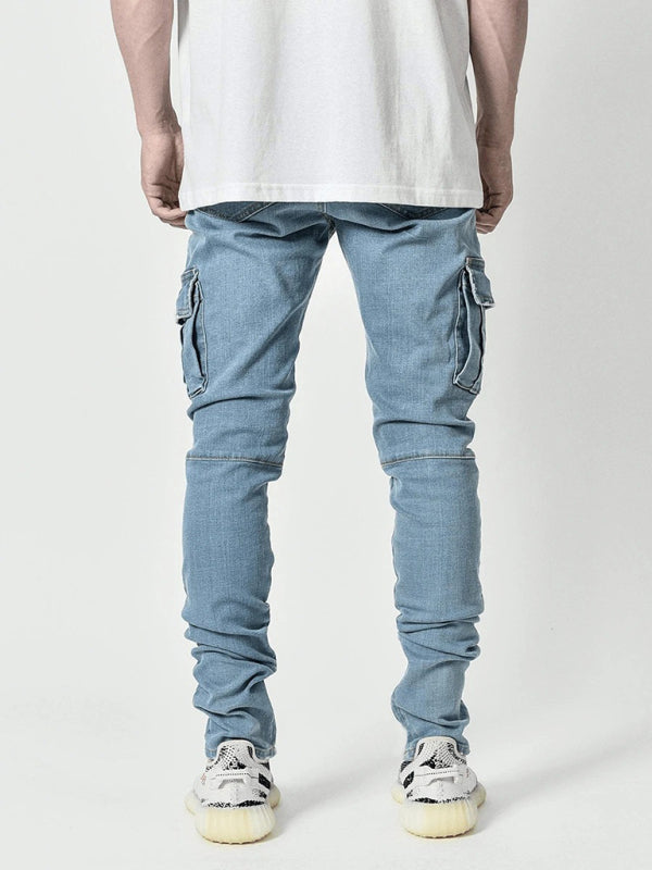 New style jeans men's side pocket skinny jeans