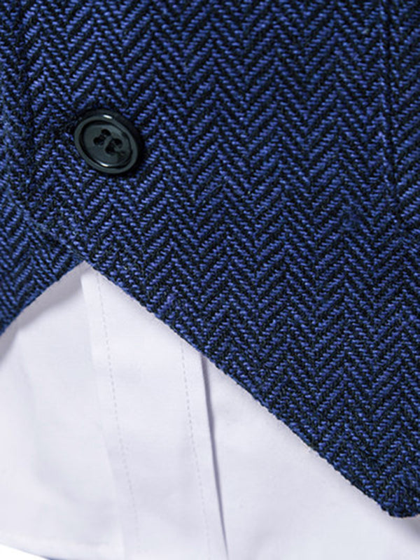 Men's herringbone tweed suit vest retro lapel vest
