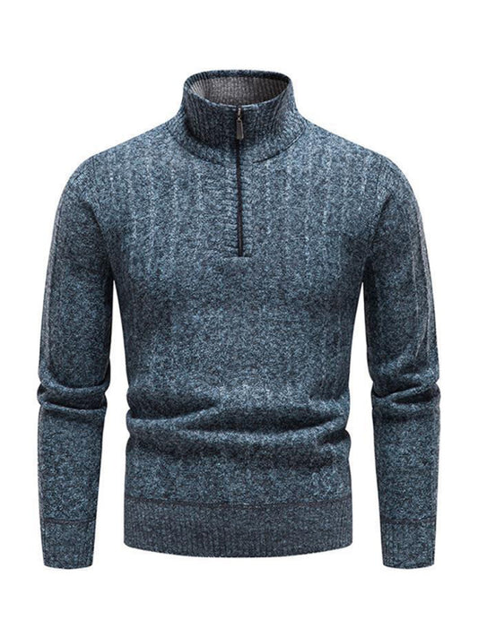 Men's stand collar zipper half sweater